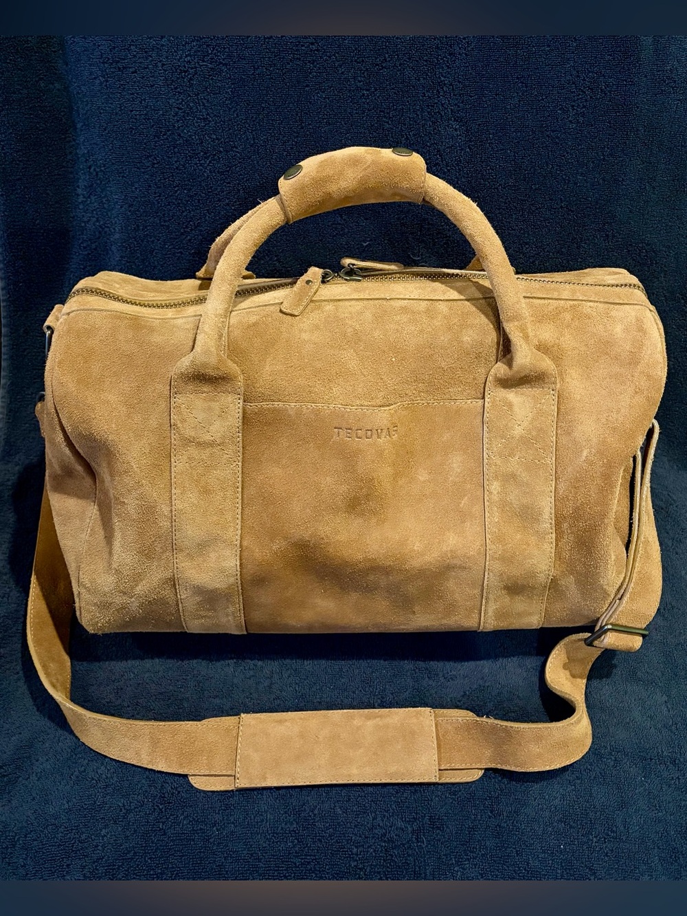 Tecovas Weekender Tan Suede Leather Medium Duffle Bag